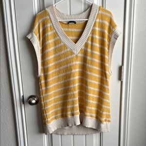 Zara Yellow and White Striped Knit Vest